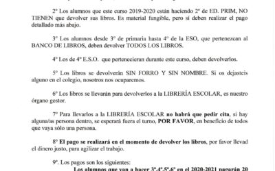 NOTA IMPORTANTE SOBRE EL BANCO DE LIBROS